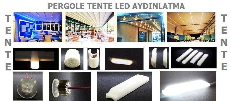 Açılır Kapanır Motorlu Seyyar Çatı ve Kış Bahçesi için Pergole Tente Ledli Işıklandırma Aydınlatma Armatürü Lambası 
